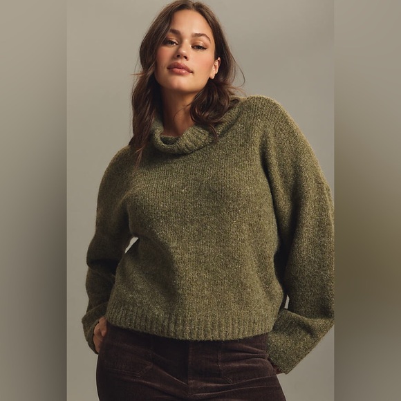 NWT! Anthropologie The Lennon Wide-Sleeve Turtleneck Sweater by Pilcro - Large 🎾 - Picture 1 of 11